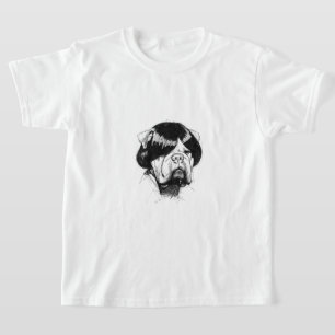 Camiseta Bulldog com uma peruca (Estilo 5) Arte fina