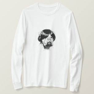 Camiseta Bulldog com uma peruca (Estilo 5) Arte fina