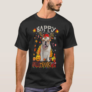 Camiseta Bulldog Dog Happy Hallothanksmas Halloween Thanksg