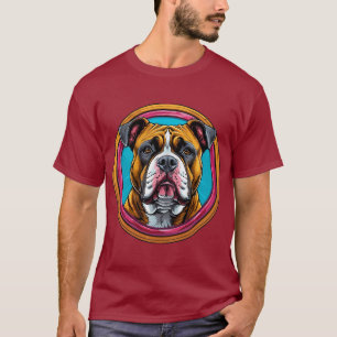 Camiseta Bulldog emoldurado em um desenho decorativo circul