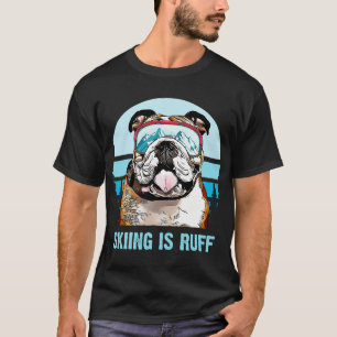 Camiseta Bulldog Esqui de Inverno é Fã de Cachorro de Esqui