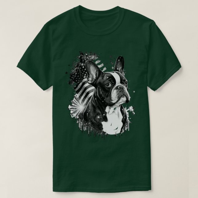 Camiseta Bulldog Francês 4 de julho de 2 (Frente do Design)