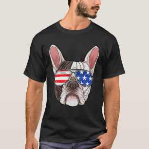 Camiseta Bulldog Francês 4 De Julho Sunglass Men USA Amer