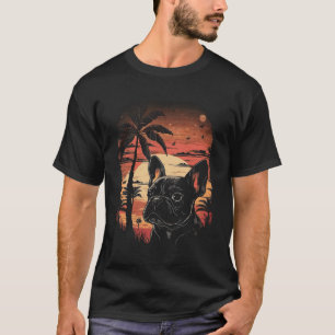 Camiseta Bulldog Francês 80s Sunset Vintage Estilo Retroati