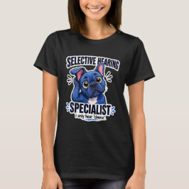 Camiseta Bulldog Francês Azul Engraçado com Audição Seleti
