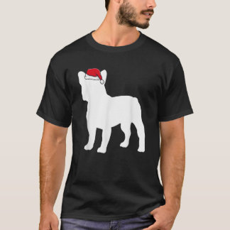 Camiseta Bulldog Francês Chapéu de Papai Noel Pijama de Nat