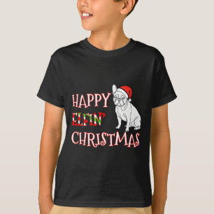 Camiseta Bulldog Francês Chapéu Divertido de Papai Noel Fel