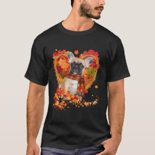 Camiseta Bulldog Francês Com As Folhas Do Outono