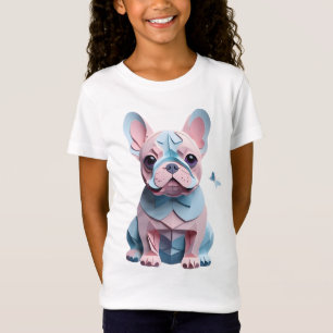 Camiseta Bulldog francês com papel borboleta cortando arte