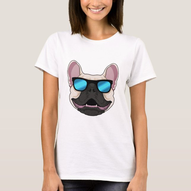 Camiseta Bulldog Francês de Óculos de Sol (Frente)