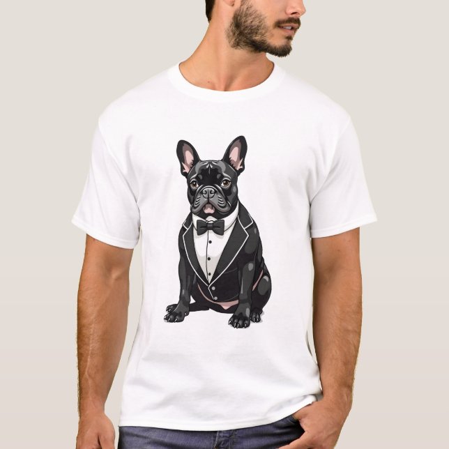 Camiseta Bulldog Francês em Smoking (Frente)