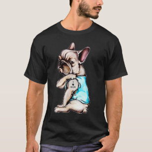 Camiseta Bulldog Francês Eu Amo Mãe Tatuada Mãe do Cachorro