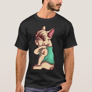 Camiseta Bulldog Francês Eu Amo Mãe Tatuagem Amante Gif Eng