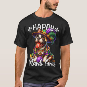 Camiseta Bulldog Francês Feliz Mardi Gras Frenchie 