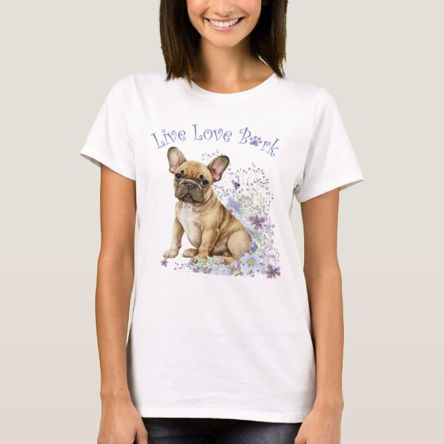 Camiseta Bulldog Francês Floral (Frente)