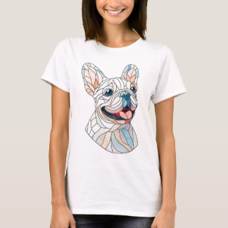 Camiseta Bulldog Francês - Frenchie - mosaico pastel