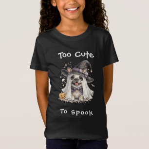 Camiseta Bulldog Francês Garota de Halloween Bruxa Fofa