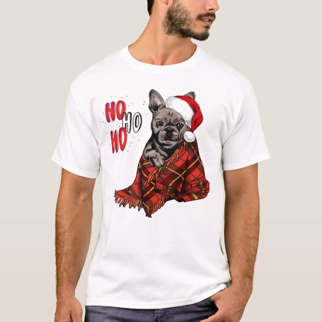Camiseta Bulldog Francês Ho Ho Ho Ho T-Shirt (Frente)
