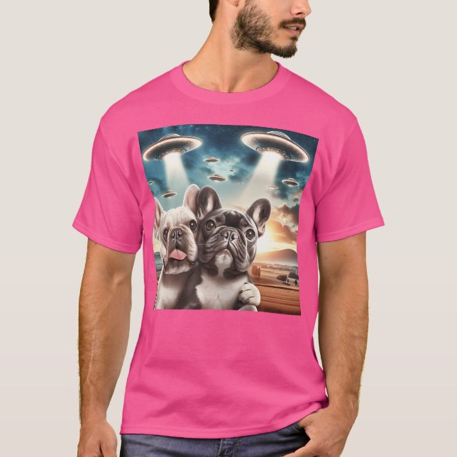 Camiseta Bulldog Francês Levando Um Voo De Frota Francesa S (Frente)