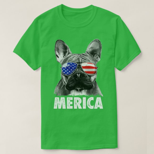Camiseta Bulldog Francês Merica 4 de julho para Men Women B (Frente do Design)