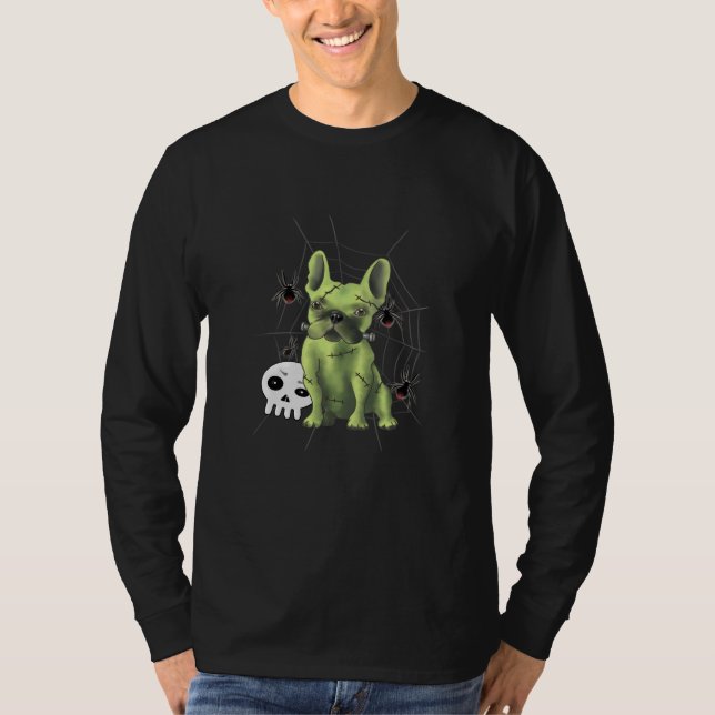 Camiseta Bulldog Francês Miserável Com Presente De Aranha (Frente)