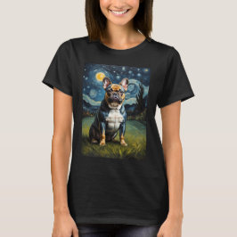 Camiseta Bulldog Francês na Noite Estrelada, Edvard Munch
