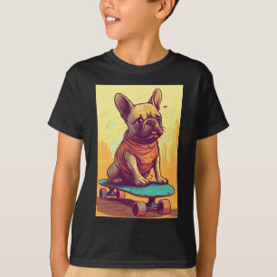 Camiseta Bulldog Francês no Skateboard