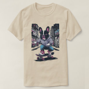 Camiseta Bulldog Francês num skate