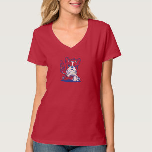 Camiseta Bulldog Francês Paris Boina Baguete Arte de Cachor