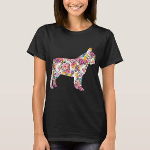 Camiseta Bulldog Francês Patterno de Flor Francês Bulldog
