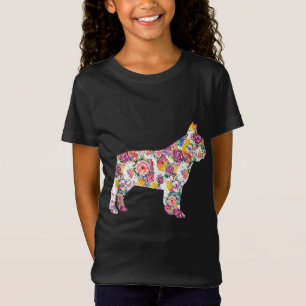 Camiseta Bulldog Francês Patterno de Flor Francês Bulldog