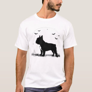 Camiseta Bulldog Francês � Silhueta de Lua de Halloween Ove