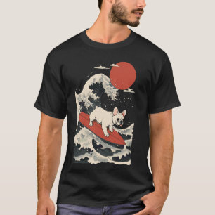 Camiseta Bulldog Francês Surfando Japonês