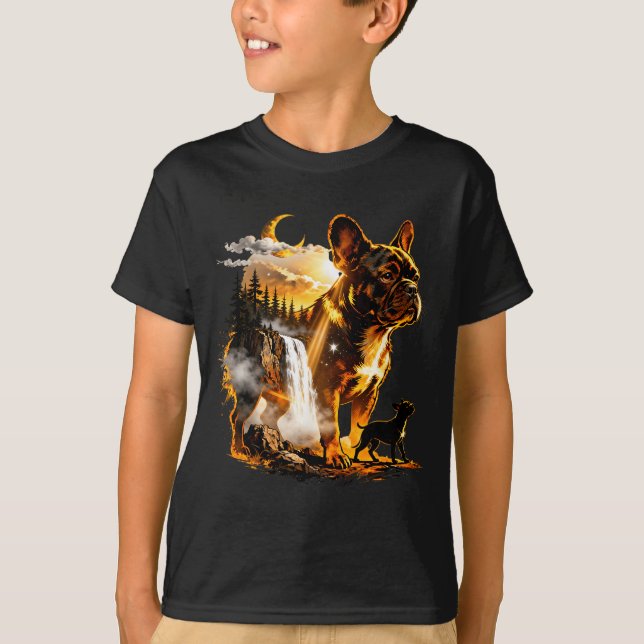 Camiseta Bulldog francês uivando para a lua meme animal dos (Frente)