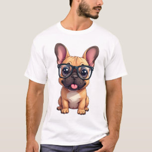 Camiseta Bulldog Francês Vestindo Óculos