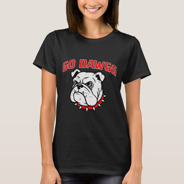Camiseta Bulldog Go Dawgs Men Women Kids Girls Youth Teen B (Frente)