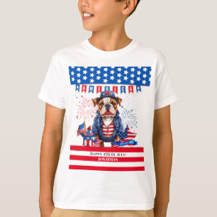 Camiseta Bulldog Happy 4 De Julho Dia Da Independência Da A