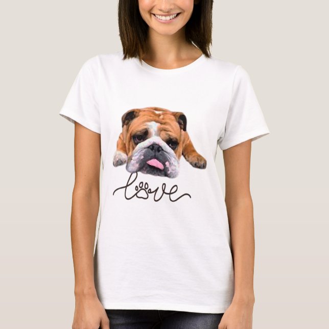 Camiseta Bulldog,ilustração T-Shirt (Frente)