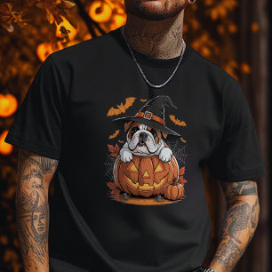 Camiseta Bulldog Inglês Abóbora Halloween Dia de Ação de Gr