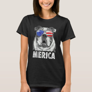 Camiseta Bulldog Inglês Bandeira dos EUA Homens 4 de Julho 