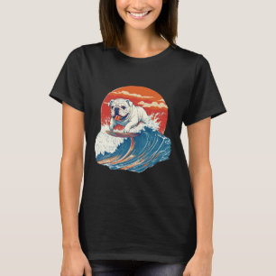 Camiseta Bulldog Inglês Cachorro Surfando Surfista