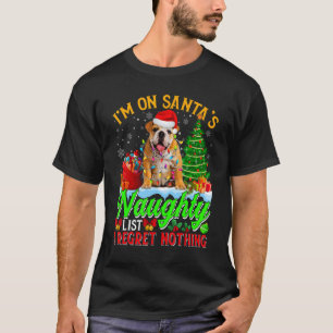 Camiseta Bulldog Inglês de Natal no Lista Travessa do Papai