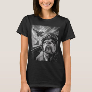 Camiseta Bulldog Inglês Engraçado Selfie Caça Lote Aviação
