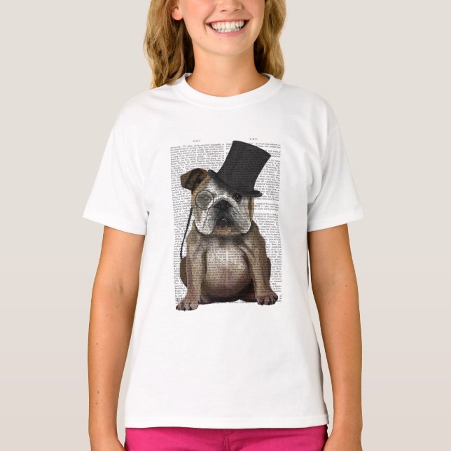 Camiseta Bulldog Inglês, Formal Hound e Hat (Frente)