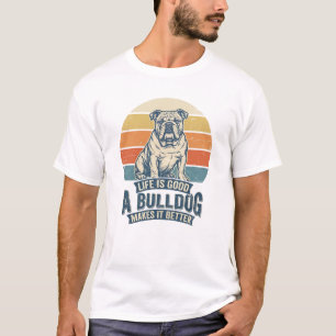 Camiseta Bulldog Inglês Retro Pôr do Sol Vintage