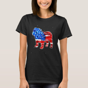 Camiseta Bulldog Inglês Tie Dye Bandeira Americana Patrióti