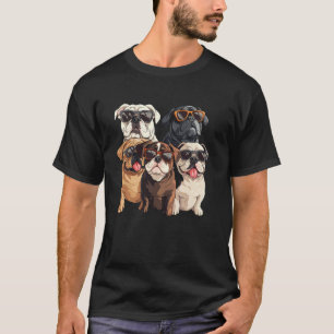Camiseta Bulldog Inglês Usando Óculos de Sol