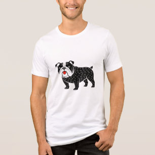Camiseta Bulldog   Kawaii Folk Art Dog Graphic Tee