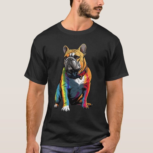 Camiseta Bulldog LGBT Pride Colors (Frente)