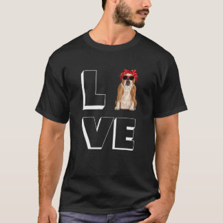 Camiseta Bulldog Love Heart Sunglass Dog English Bulldog